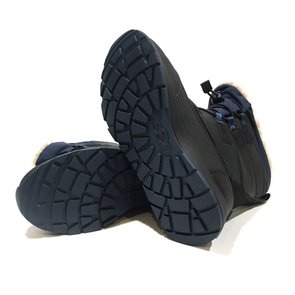 UGG BELLEMORE WEATHER WATERPROOF BOOTS -BLACK / BLUE LEATHER -KIDS US 2 -NEW - Picture 6 of 9